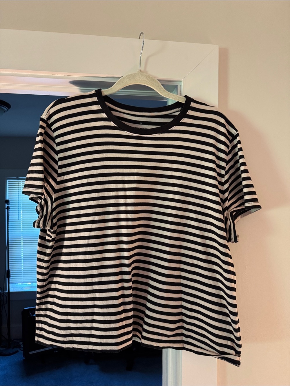 Everlane Black & White Striped Short Sleeve Tee